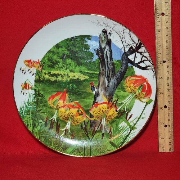 VTG Decorative Plate Royal Windsor Regal Lily Wildflowers of the South Gold Trim - Picture 9 of 12